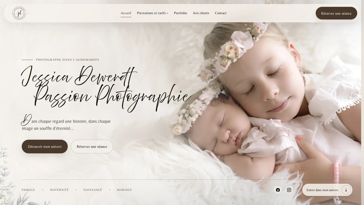 Accueil éditorial du site de la photographe Jessica Dew