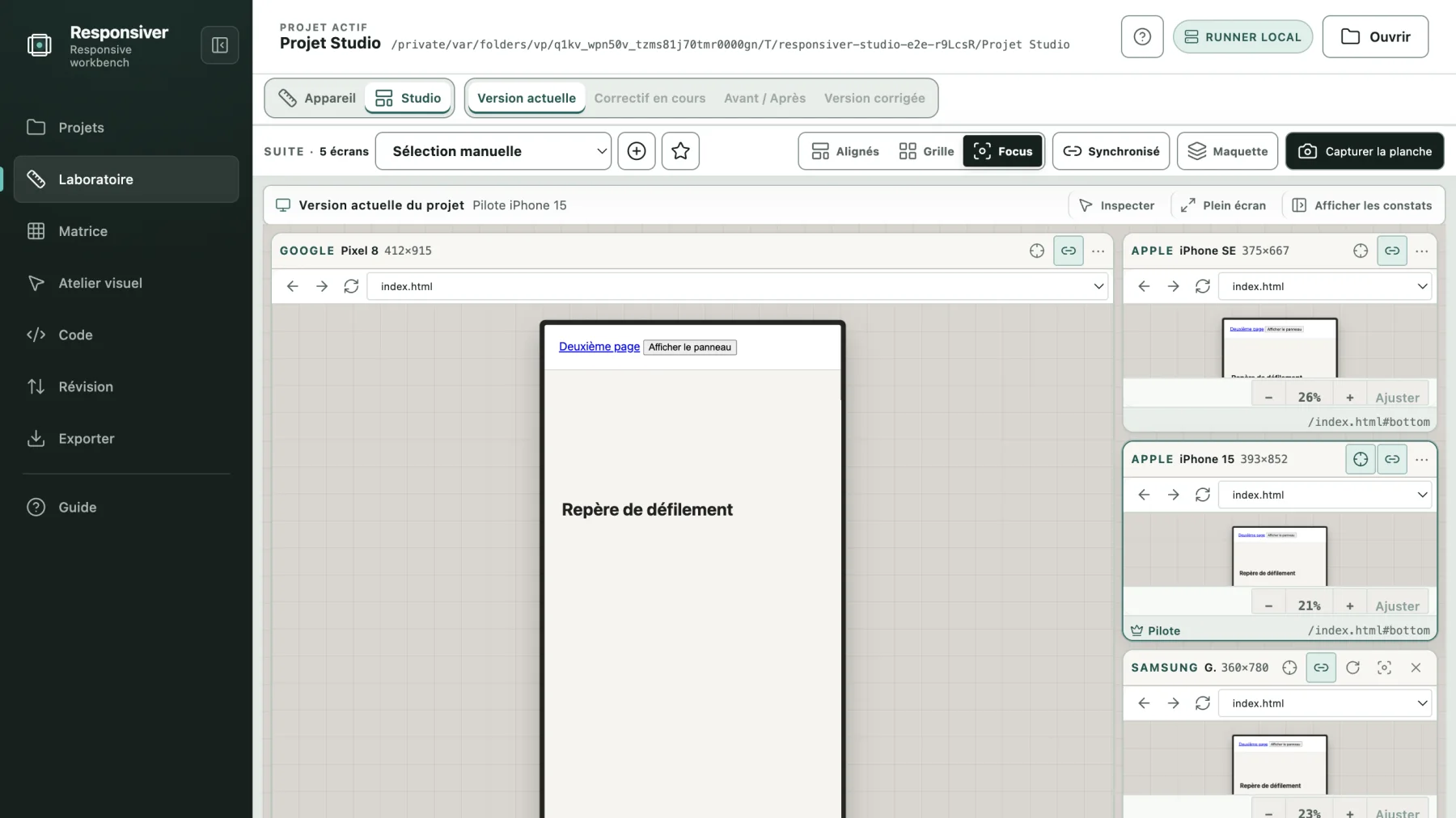 Studio multi-écrans de Responsiver